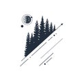 Hand drawn fir trees textured vector illustrations. Geometric style