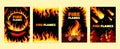 Hand drawn fire flames cards set Royalty Free Stock Photo