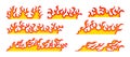 Hand drawn fire illustration on white background for element design. silhouette of flames in set Royalty Free Stock Photo