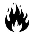 Hand drawn fire silhouette. Fireball black and white vector sketch