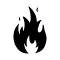 Hand drawn fire silhouette. Fireball black and white vector sketch