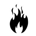 Hand drawn fire silhouette. Fireball black and white vector sketch