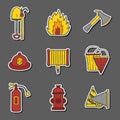 Hand drawn firefighter objects