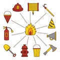 Hand drawn firefighter objects