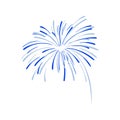 Hand Drawn Firework Explosion, Blue Cracker, Vector.
