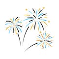Hand drawn fireworks isolated on white background. Celebration vector illustration Royalty Free Stock Photo