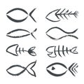 Hand drawn fish symbols Royalty Free Stock Photo