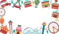 Hand drawn flat amusement park background Royalty Free Stock Photo