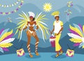 Hand drawn flat brazilian carnival background with dancers Royalty Free Stock Photo