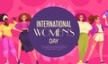 Hand drawn flat cartoon international women day background template