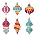 Hand drawn flat Christmas balls collection isolated on white ba