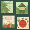 hand drawn flat christmas giveaway banners collection abstract design vector illustration