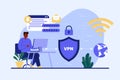 Hand drawn flat design vpn illustration Vector illustration. Royalty Free Stock Photo