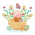 Hand drawn flat easter composition