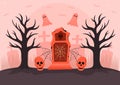 Hand drawn flat Halloween background, vector illustration.