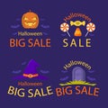 Hand drawn flat halloween sale labels set Vector illustration. Royalty Free Stock Photo