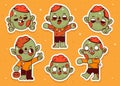 hand drawn flat halloween zombies collection vector design