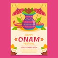 Hand drawn flat happy onam flyer template Royalty Free Stock Photo