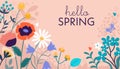 Hand drawn flat spring composition background