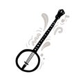 Hand drawn flat style banjo