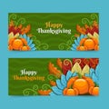 hand drawn flat thanksgiving horizontal banners set vector design Royalty Free Stock Photo