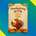 hand drawn flat thanksgiving vertical poster template vector design illustration