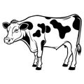 Hand-drawn, flat, vector cow outline design Royalty Free Stock Photo