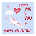Happy Valentine vector illustration with lettering. Bright design for web, print, stickers, logo, template, etc.