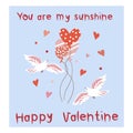 Happy Valentine vector illustration with lettering. Bright design for web, print, stickers, logo, template, etc.