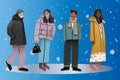 hand drawn flat winter people collection vector design illustration Royalty Free Stock Photo