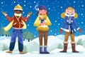 hand drawn flat winter people collection vector design illustration Royalty Free Stock Photo