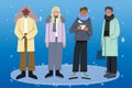 hand drawn flat winter people collection vector design illustration Royalty Free Stock Photo