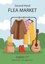 Hand drawn flea market design template Vector illustration.