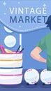 Hand drawn flea market design template Vector illustration.