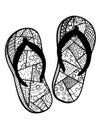Hand drawn flip flops for coloring book Royalty Free Stock Photo