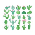 Hand drawn fllat vector illustration of cacti without pots , home plants, succulents. Royalty Free Stock Photo