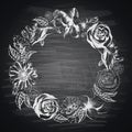 Hand-drawn floral border on blackboard