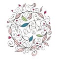 Hand drawn floral design illustration with curly lines and swirls 1 Royalty Free Stock Photo