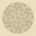 Hand drawn floral doodle brown color