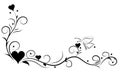 Hand Drawn floral element with heart and butterfly,Love elements,floral swirl design, concept for valentine