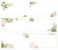 Hand drawn floral frames with flowers, branch and leaves. Elegant label template. Vector illustration for labels, branding