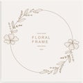 Hand-drawn floral frames with flowers, branches, and leaves. Wreath Vector.