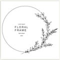 Hand-drawn floral frames with flowers, branches, and leaves. Wreath Vector.