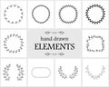 Hand drawn floral frames and wreaths and borders Royalty Free Stock Photo