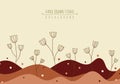 Hand drawn floral line art graphic landscape background