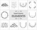 Hand drawn floral logo elements and icons Royalty Free Stock Photo
