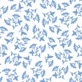 Hand drawn floral seamless pattern. Decorative blue ornamental flowers for wrapping, textile. Beautiful vector