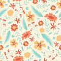 Hand-drawn floral seamless pattern. Vector botanical illustration