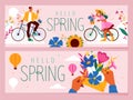 Hand drawn floral spring banners Royalty Free Stock Photo