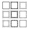 Hand drawn floral square frames for the page decoration. Royalty Free Stock Photo